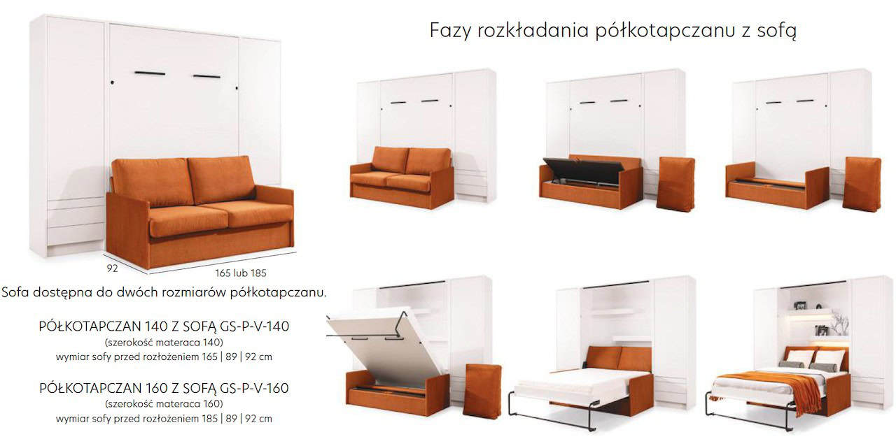 Półkotapczan Genius z sofą wymiary